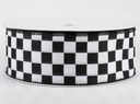 2.5" Race Check Cinta Cableada Blanco y Negro Lino Lona Toda Temporada 5 yardas