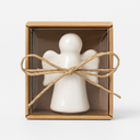 Ángel de Cerámica Blanca en Caja Kraft