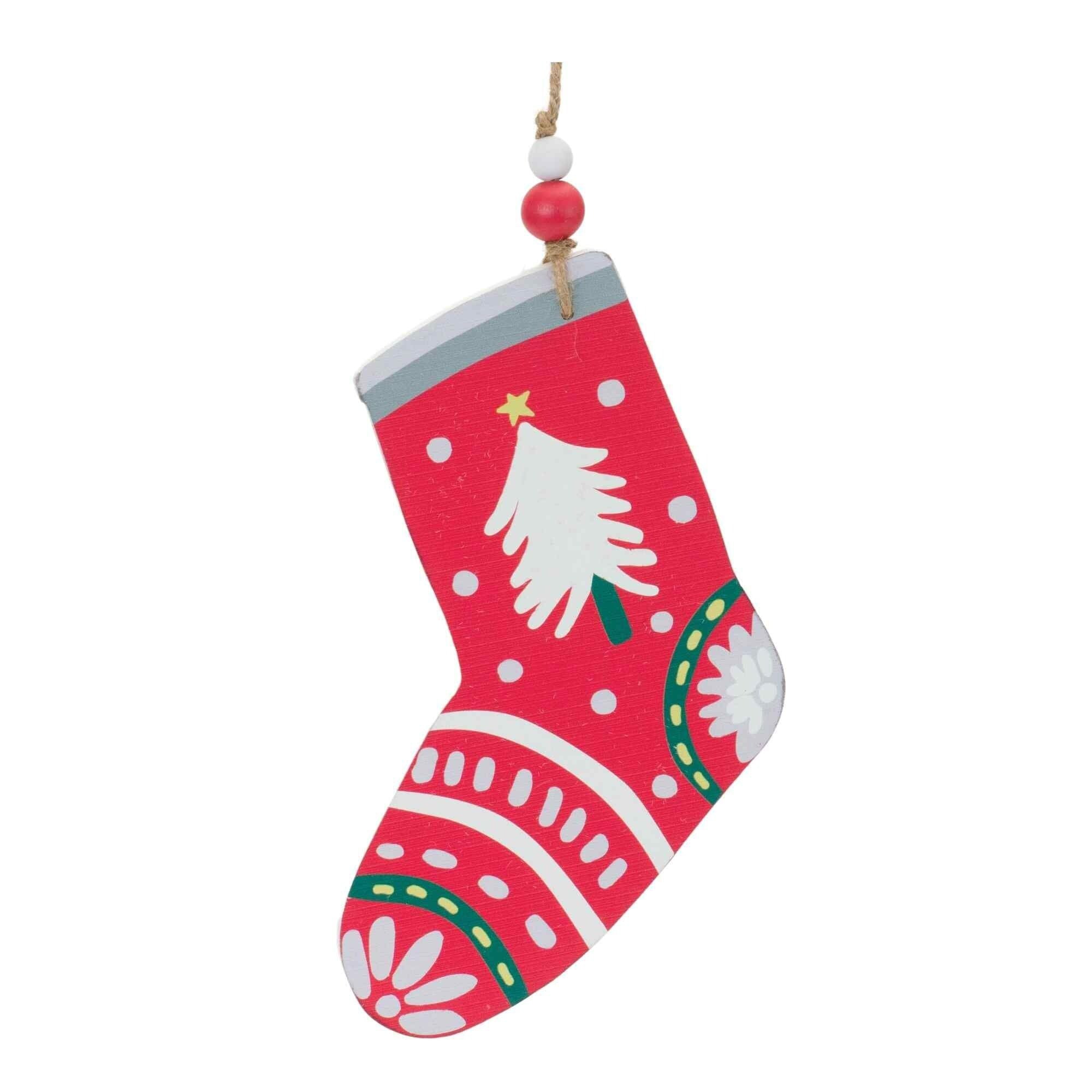 Set de 2 Adornos de Madera Navideños – Medias y Guante