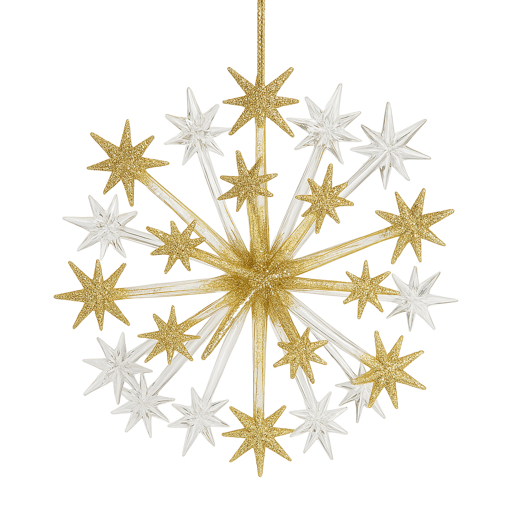 Ornament - Plastic Star White & Gold