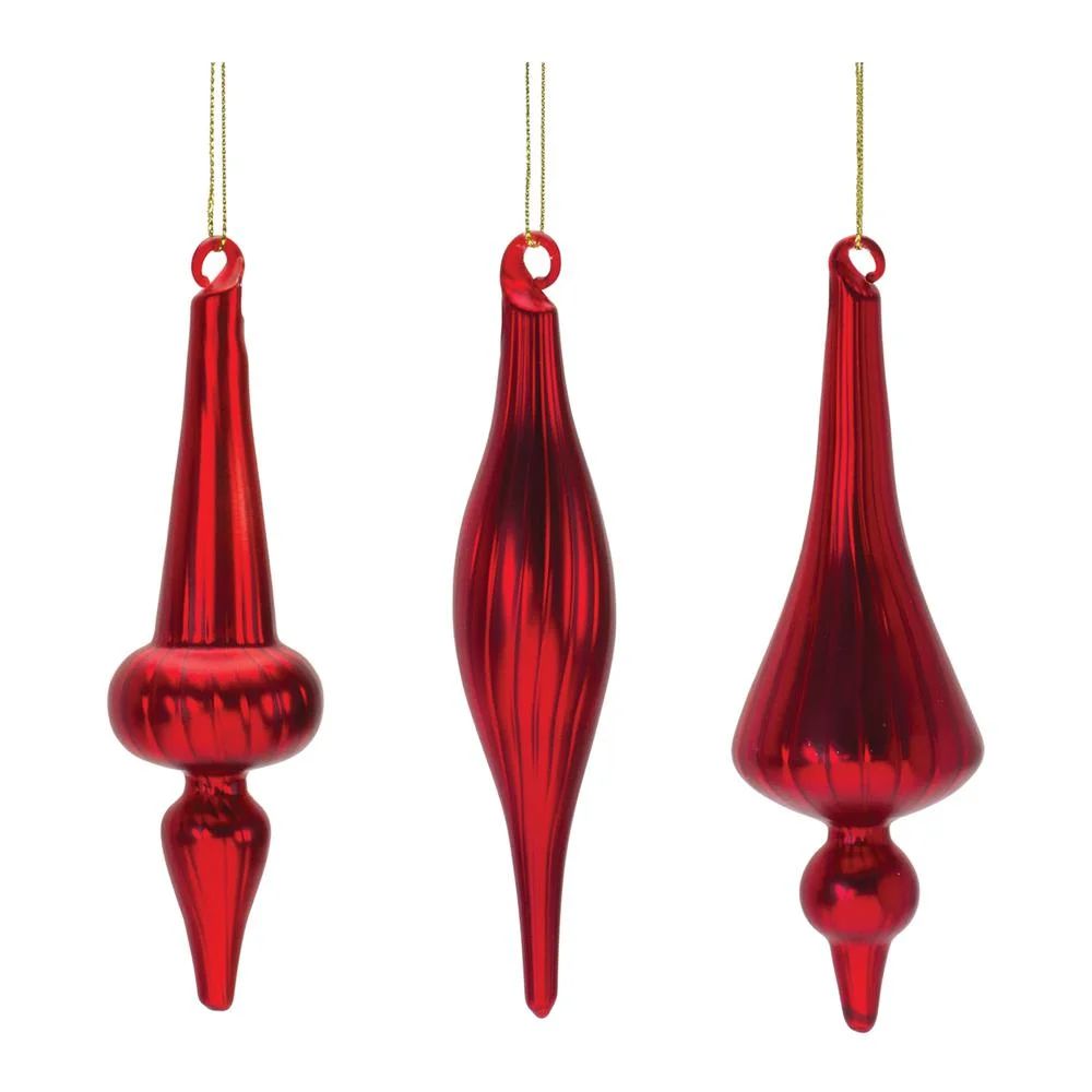 Set de 3 Adornos Rojos Metálicos