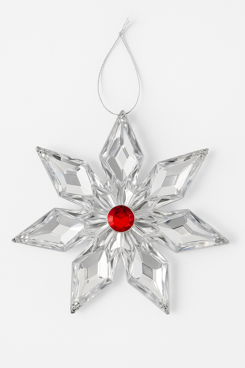 Adorno Estrella Cristal con Centro Rojo