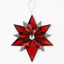Adorno Estrella Roja con Brillos Plateados