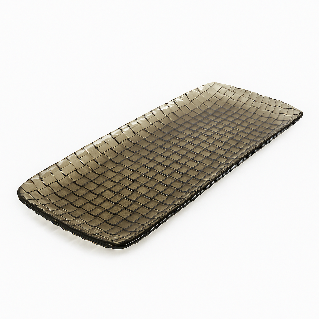 Bandeja de Vidrio Trenzado Ámbar