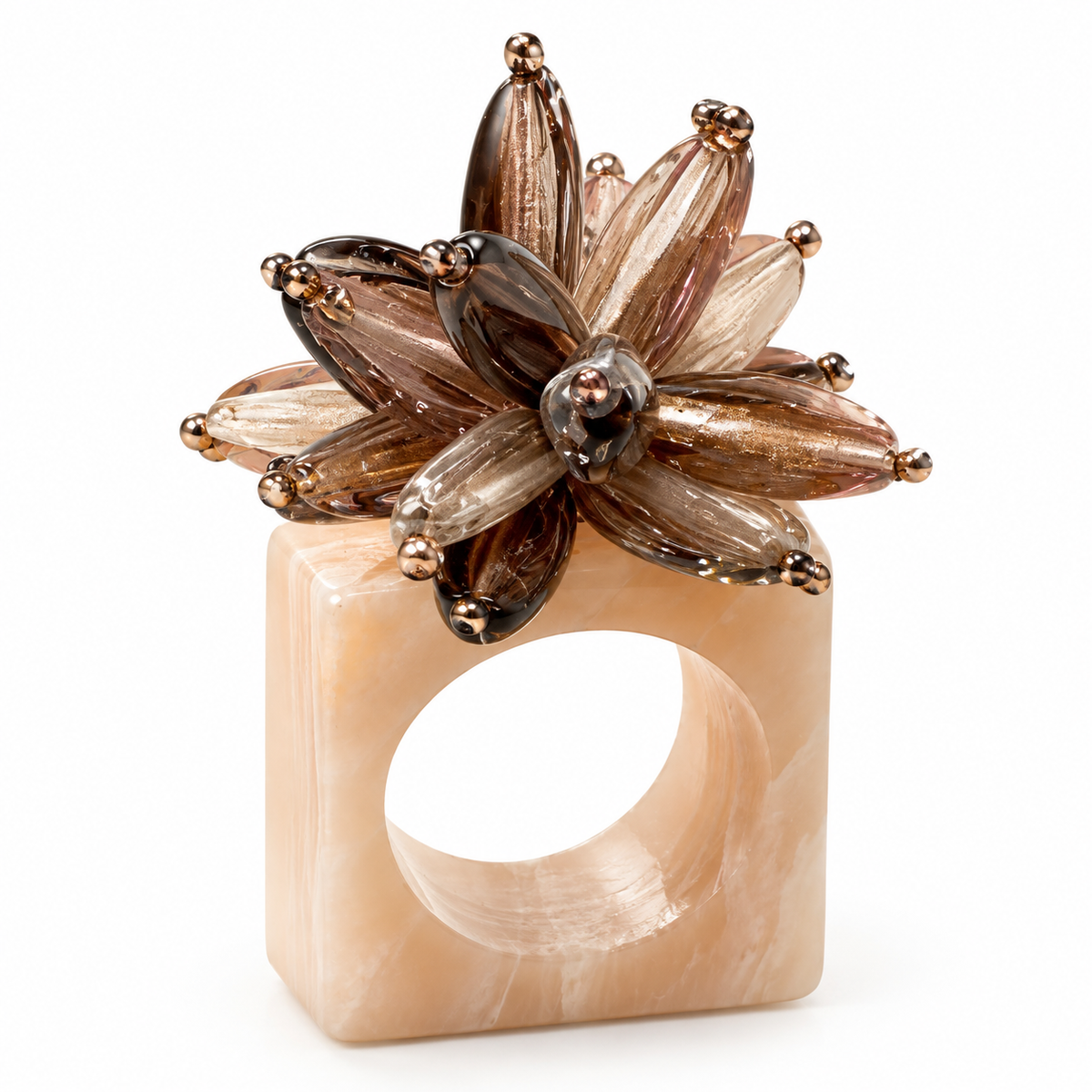 Champagne Floral Napkin Ring - Set de 2