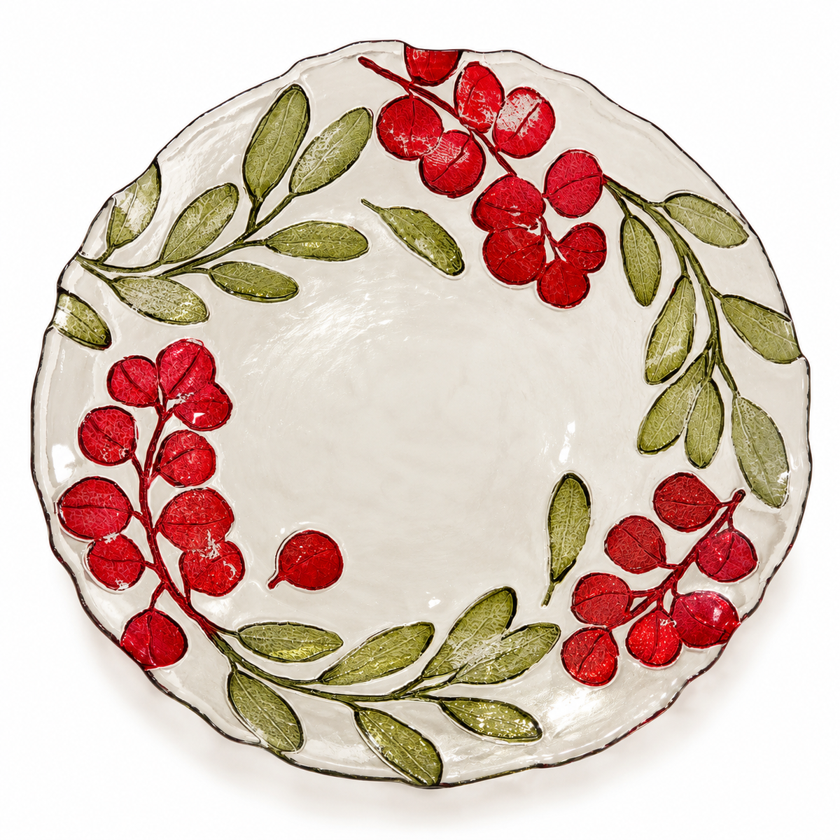 Holiday Berry Glass Plate