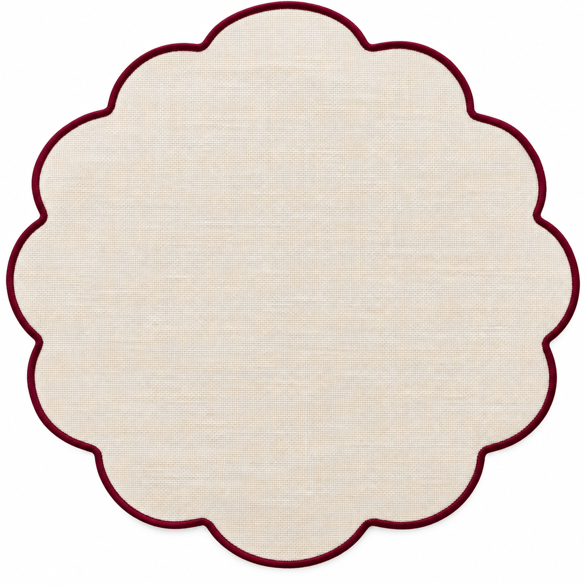 Burgundy Trim Scalloped Placemat