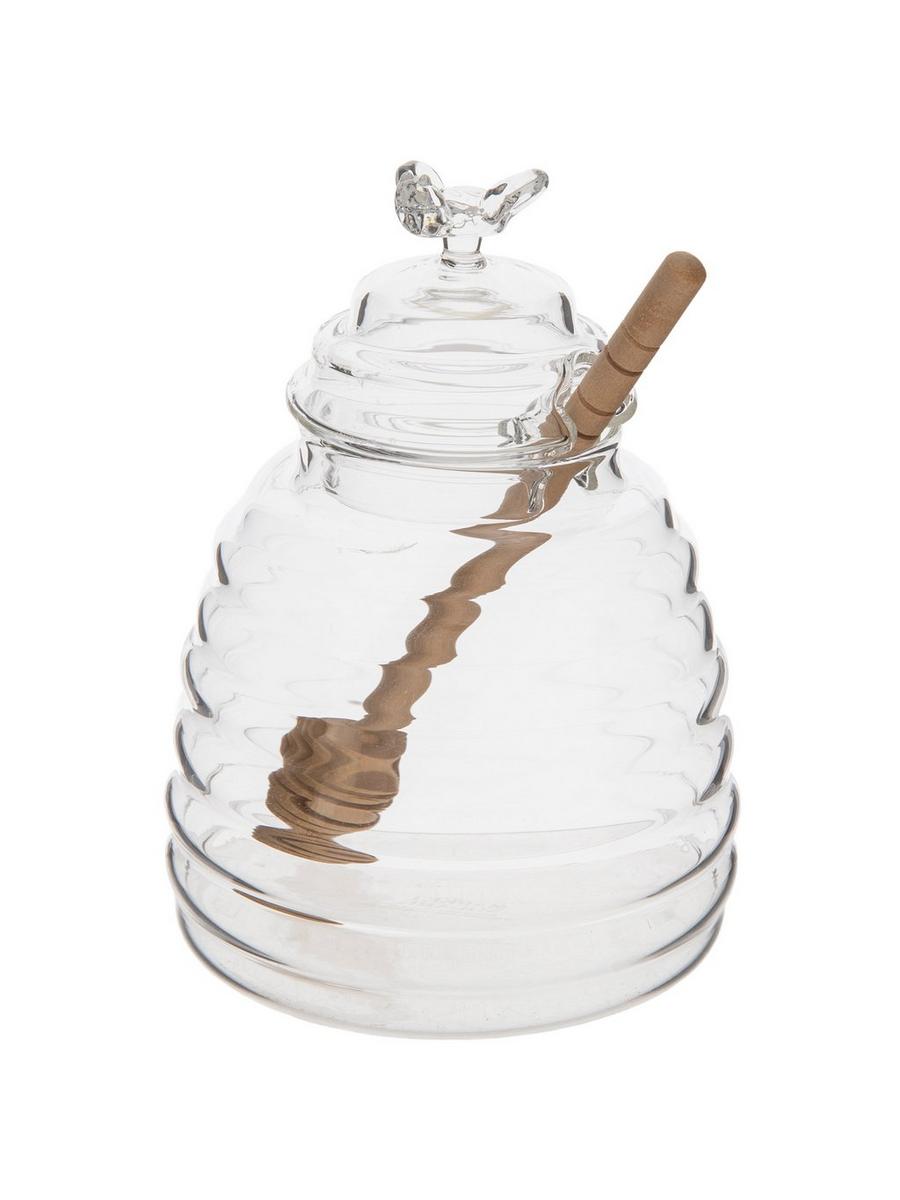 Glass Honey Jar w/wood Honey Dipper