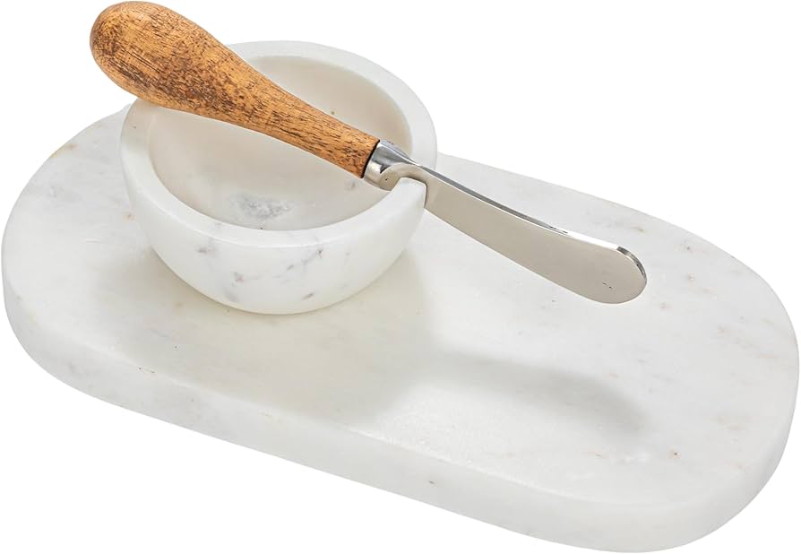 Set de Aperitivo en Mármol con Bowl y Espátula