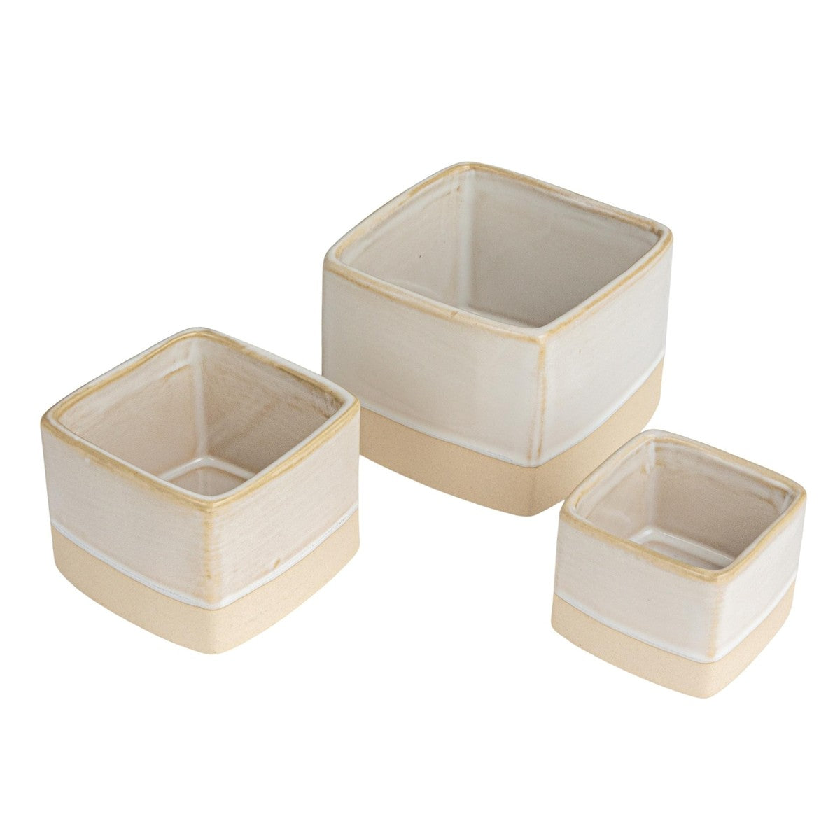 Set de Bowls Cuadrados en Cerámica – Tonos Naturales