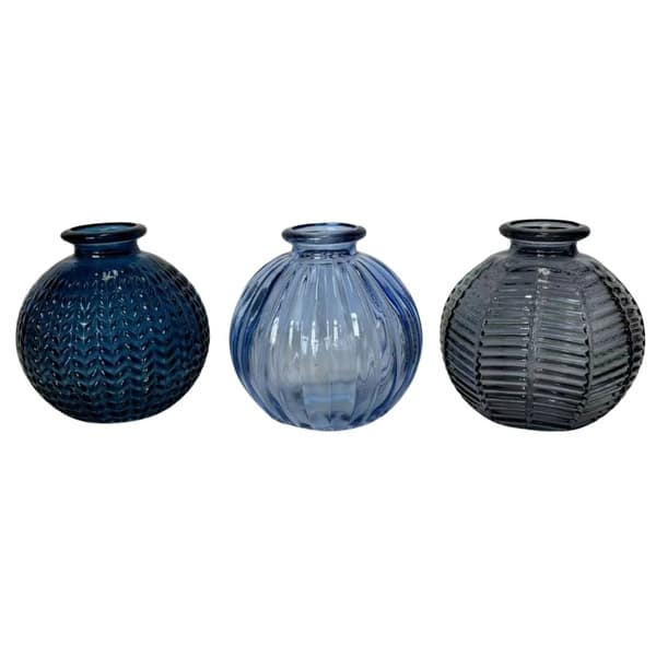 Glass Bud Multicolor Vases S/3