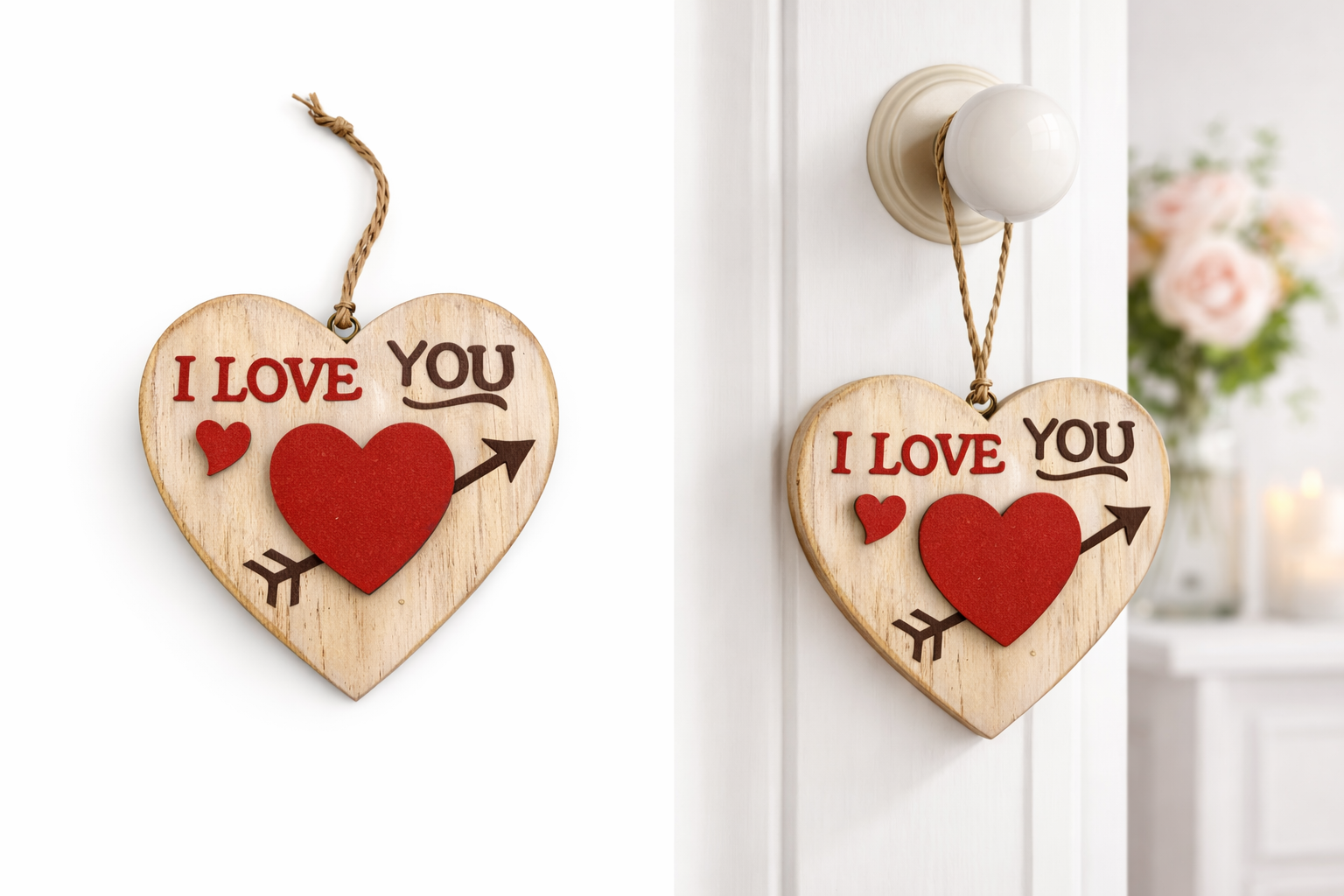 I Love You - Colgante De Madera Decorativo
