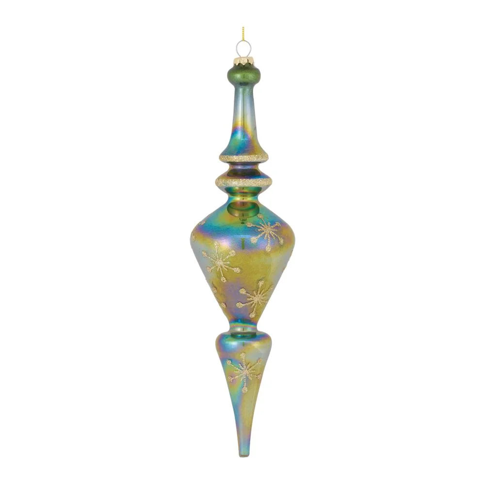 Iridescent Glass Finial Christmas Drop Ornaments 12.5"