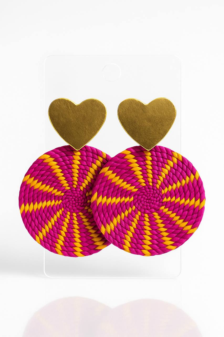 EARRING HEART PINK&YELLOW