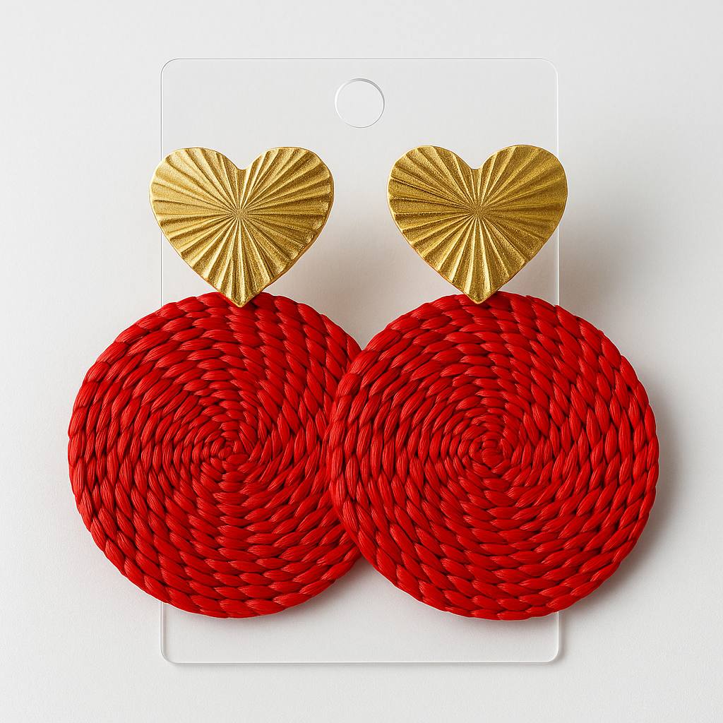 EARRING HEART RED